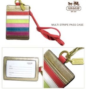 Coach multi stripe ID Badge Holder Lanyard